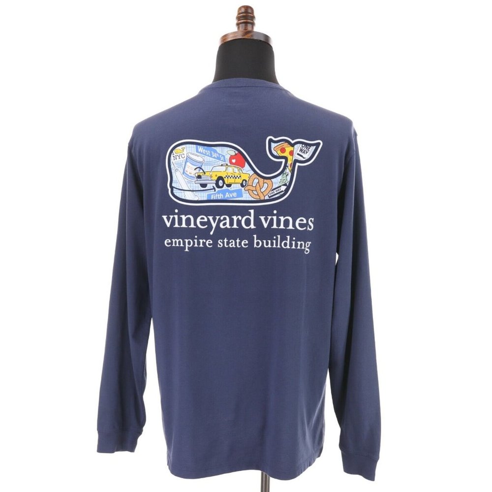 NWT Vineyard Vines L/S T-Shirt Men’s Medium Blue New York City Empire State Bldg - Picture 3 of 7